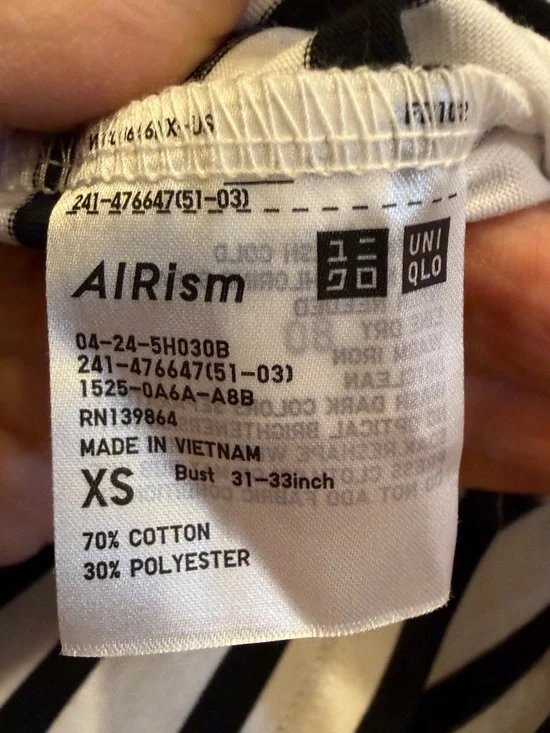 Uniqlo Airism Striped Fisherman-core Long Sleeve Cotton Tee Sz XS - Picture 4 of 8